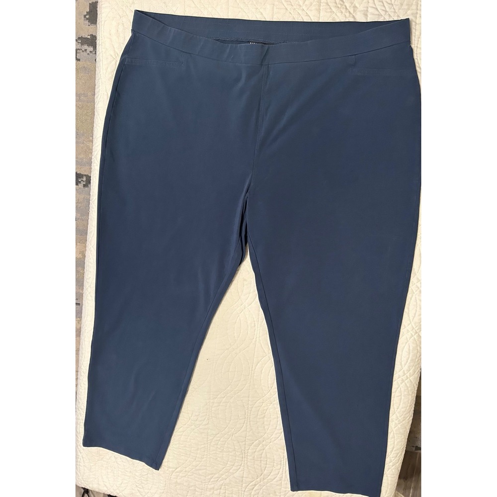 Susan Graver Weekend 3X Blue Crop Pants Comfort Stretch Casual